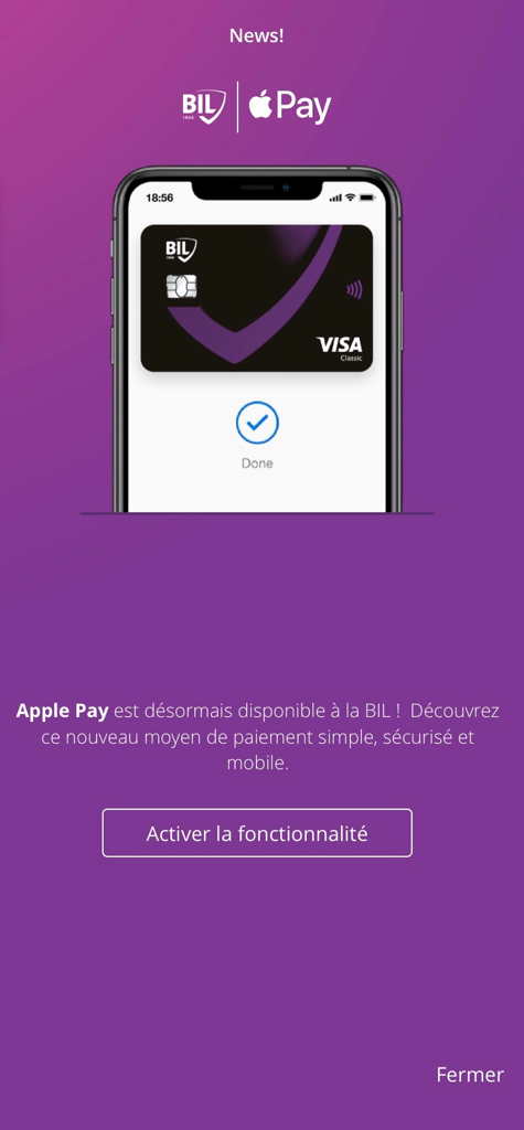 Apple Pay est disponible pour les clients de la Banque Internationale à Luxembourg (BIL)