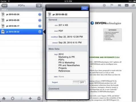 DEVONthink To Go pour iOS