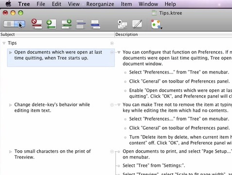 Tree, gestion d'idées et de notes sous Os X
