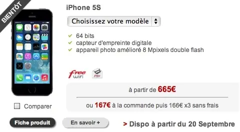 Free Mobile dévoile ses (bons) tarifs pour l'iPhone 5s