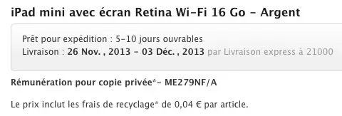 L'iPad mini retina disponible à la vente en ligne