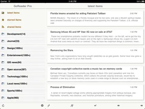 GoReader, un bon lecteur RSS pour iPad gratuit