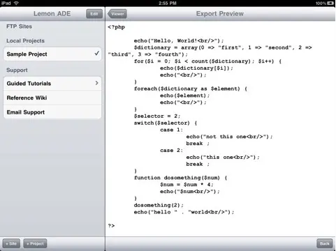 Développer en PHP sur iPad