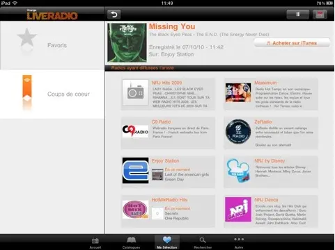 Liveradio pour iPad supporte le multi-tâche