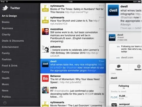 Twitter disponible sur iPad