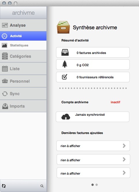 archivme suit vos dépenses gratuitement sur Mac