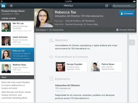 L'app iOS LinkedIn transmet vos calendriers