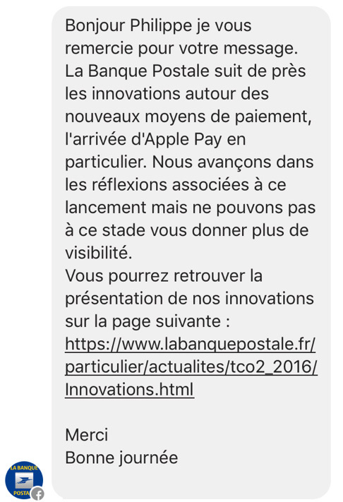 Apple Pay : la Banque Postale "réfléchit" (mais n'avance aucune date)