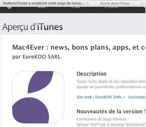 Astuce : bloquer le lancement automatique d'iTunes et de l'App Store  depuis Safari (OSX)