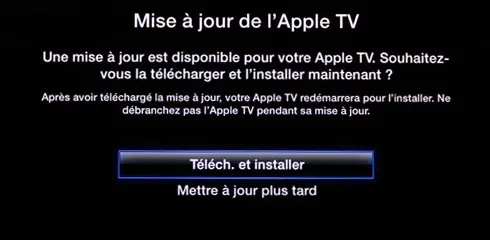 Mise à jour pour l'AppleTV