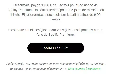 Bon plan : le forfait Spotify Premium à 99€ pendant un an