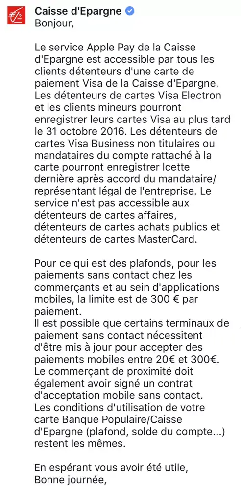 Apple Pay : limite de 300€, dès juillet, restrictions et détails chez Carrefour, Caisse d'Epargne