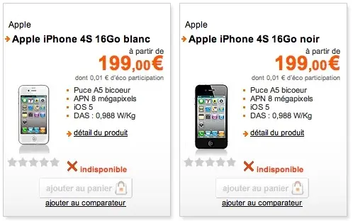 Orange propose l'iPhone 4S à partir de 199 €