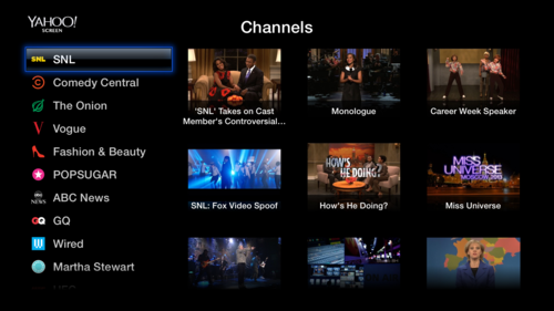 Yahoo Screen sur l'Apple TV aux USA