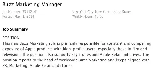 Apple recrute un "buzz marketing manager" pour faire du placement de produit