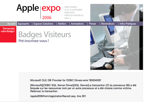 Apple Expo sous MS SQL Server...