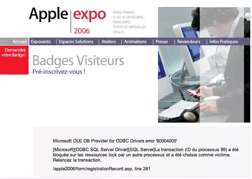 Apple Expo sous MS SQL Server...