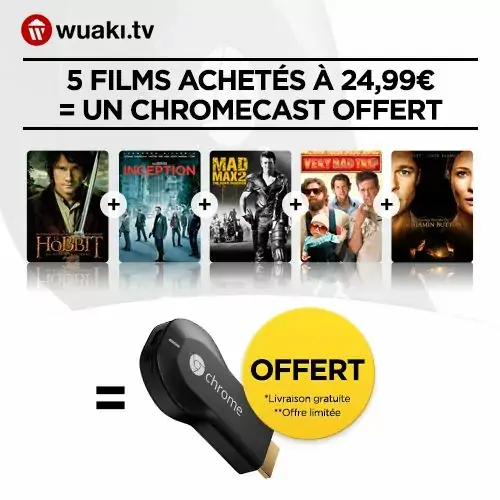 Bon plan : le retour du ChromeCast &agrave; 21,90&euro; avec 5 nouveaux films !
