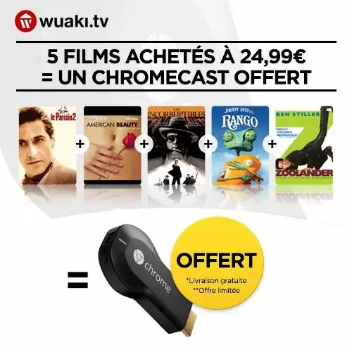 Bon plan : le retour du ChromeCast à 21,99€ avec 5 nouveaux films ! (Django etc.)