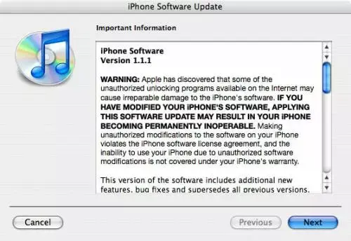 iPhone firmware 1.1.1