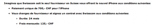 Suisse : l'iPhone par Swisscom, les tarifs ?