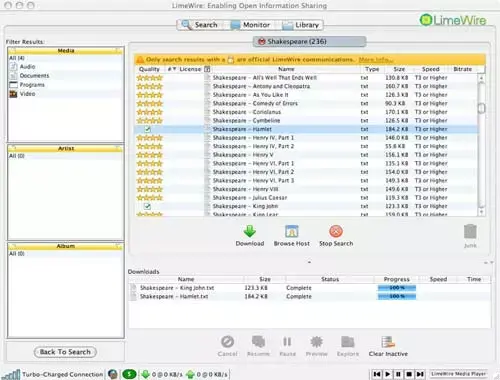 Fusion, Default Folder et LimeWire à jour