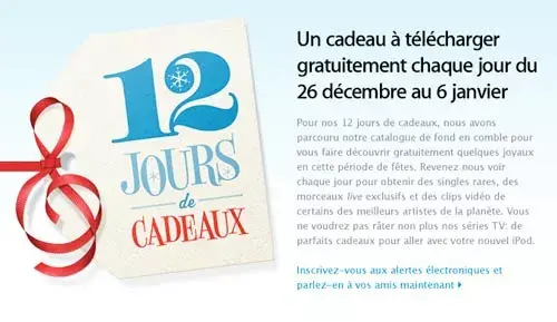 iTunes : 12 jours cadeaux