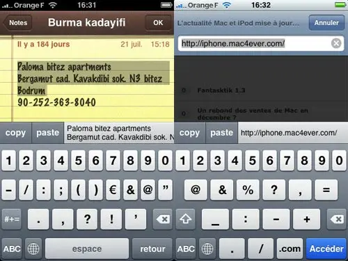 Le copier / coller pour iPhone jailbreaké