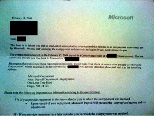 Microsoft réclame un trop perçu à certains de ses employés licenciés