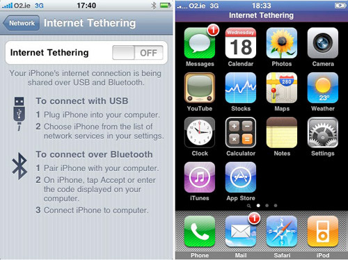 iPhone OS 3 : le mode modem en action
