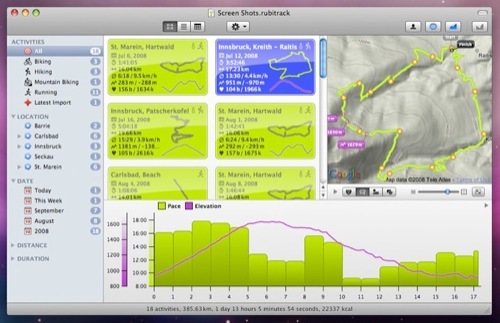 RubiTrack 1.6 détaille vos parcours sportifs