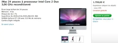 Nouveaux iMac 3,06 GHz sur le Refurb