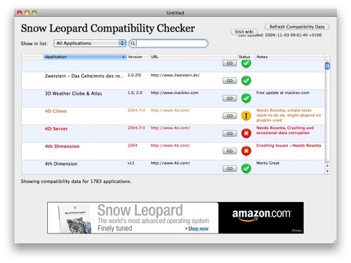 Snow Checker vérifie la compatibilité de vos App pour Snow Leopard