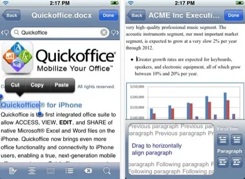 Quickoffice Mobile Office pour iPhone devient plus abordable