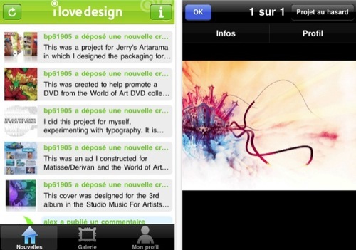 I Love Design, petit réseau social entre graphistes sur iPhone