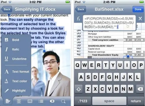 QuickOffice en version 3 pour iPhone et iPod Touch