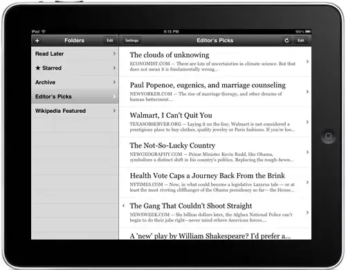 Aperçu : Instapaper sur iPad