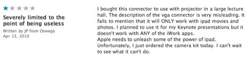 Les vilaines limitations de l'adaptateur VGA de l'iPad