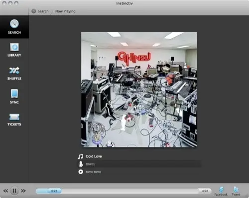 instinctiv, lecteur musical léger et gratuit pour Mac OS X