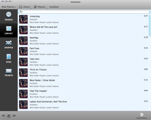 instinctiv, lecteur musical léger et gratuit pour Mac OS X