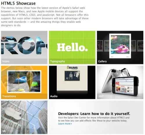 Apple : une page spéciale pour promouvoir le HTML5