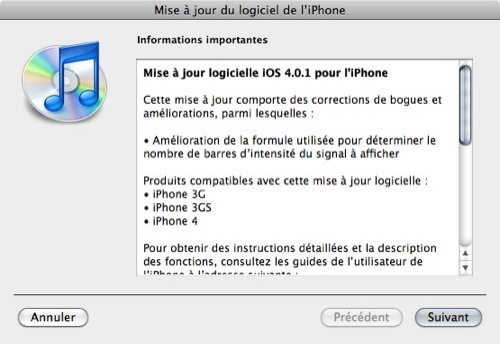 iOS 4.0.1 est là !