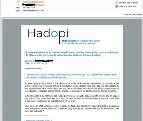 HADOPI : les premiers courriels d'avertissement arrivent [MAJ]