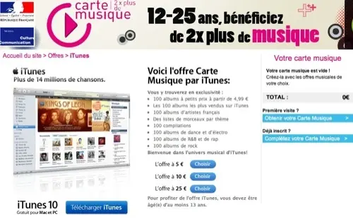 France : la carte musique a son site