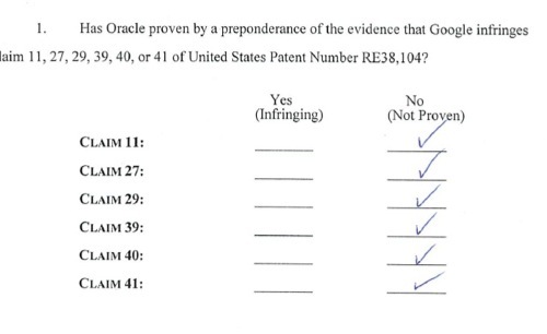 Google n'enfreint pas les brevets d'Oracle