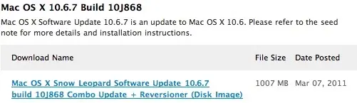 Mac OS X 10.6.7 : nouvelle build