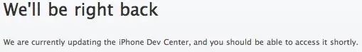 L'iPhone dev center est fermé !