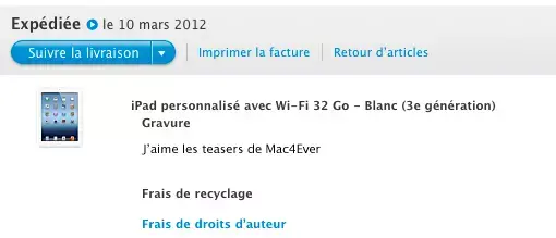 Nouvel iPad : les commandes peuvent être traquées