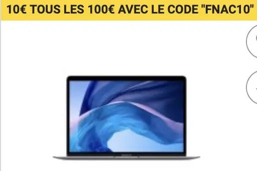 Bon plan : 10€ tous les 100€ sur les MacBook Air 2020