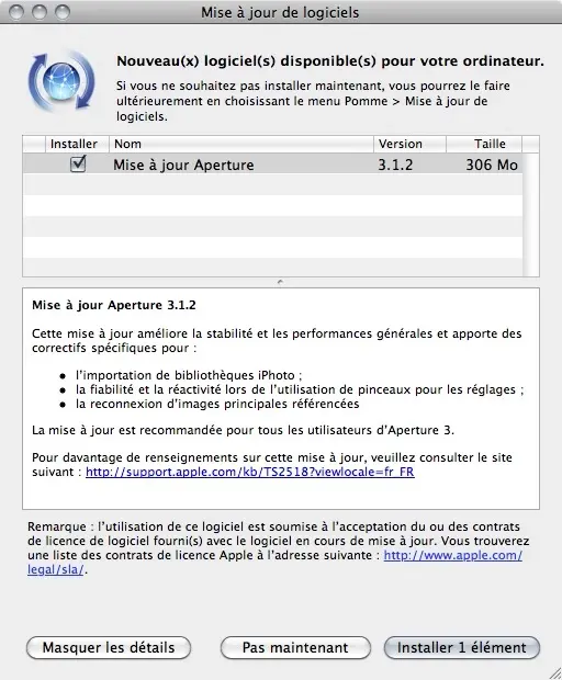 Aperture passe en version 3.1.2